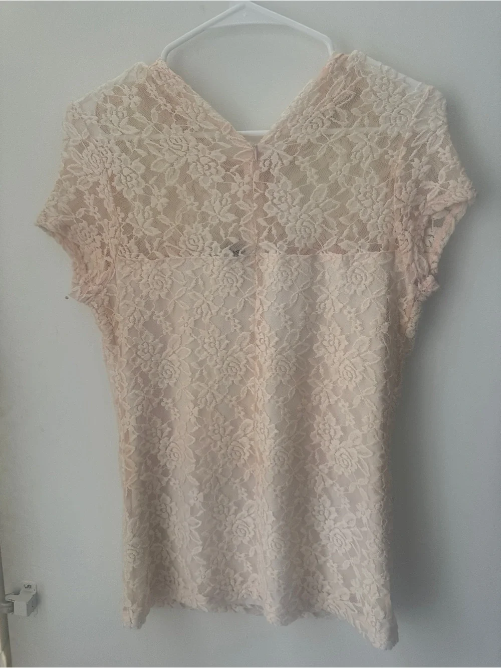 VENUS Lace Short Sleeve Blouse - Light Blush